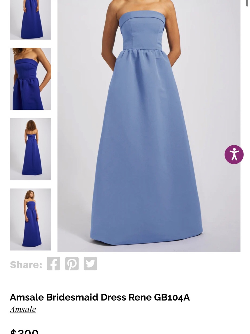 Amsale Strapless Floor-Length Gown in Periwinkle